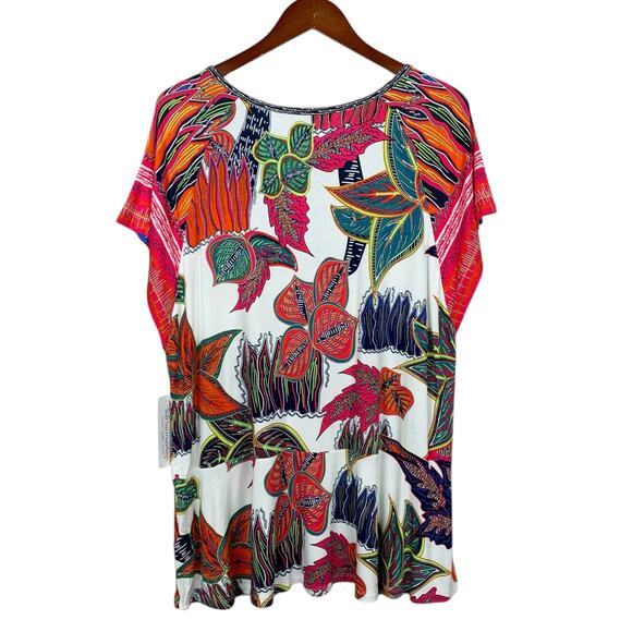 New Soft Surroundings Tigerwood Placed Print Tunic Top Floral Shirt Women's XL - Picture 7 of 9